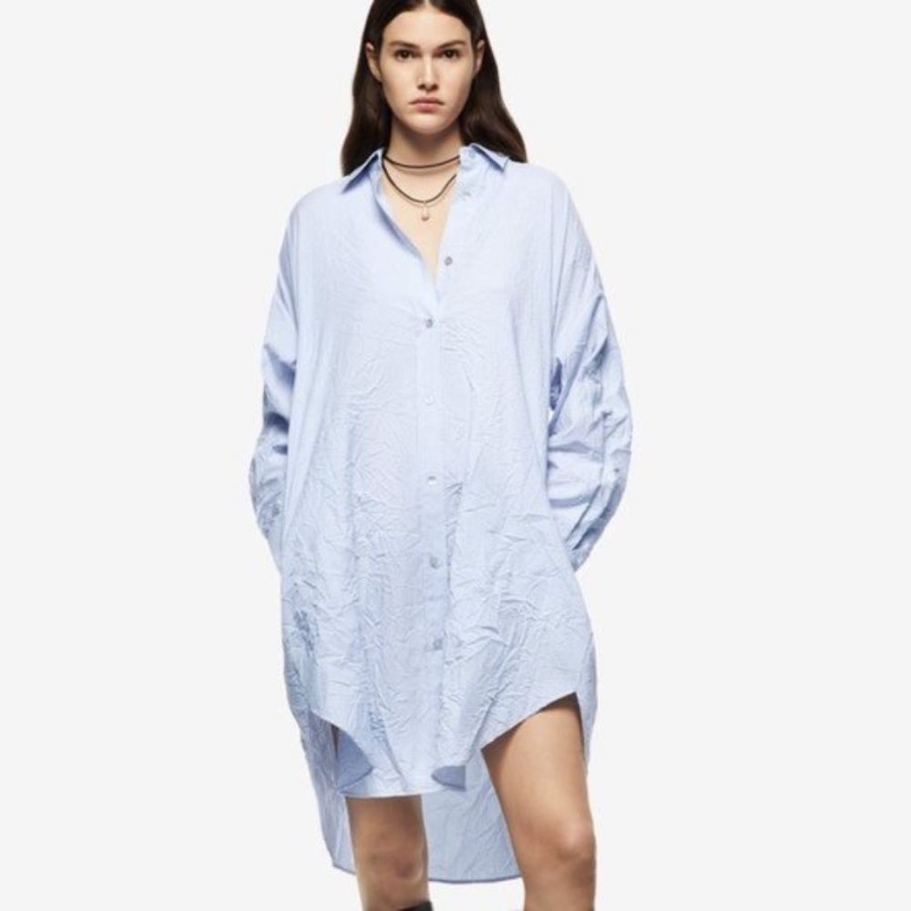 ZARA Wrinkle Effect High Low Oversized Shirt